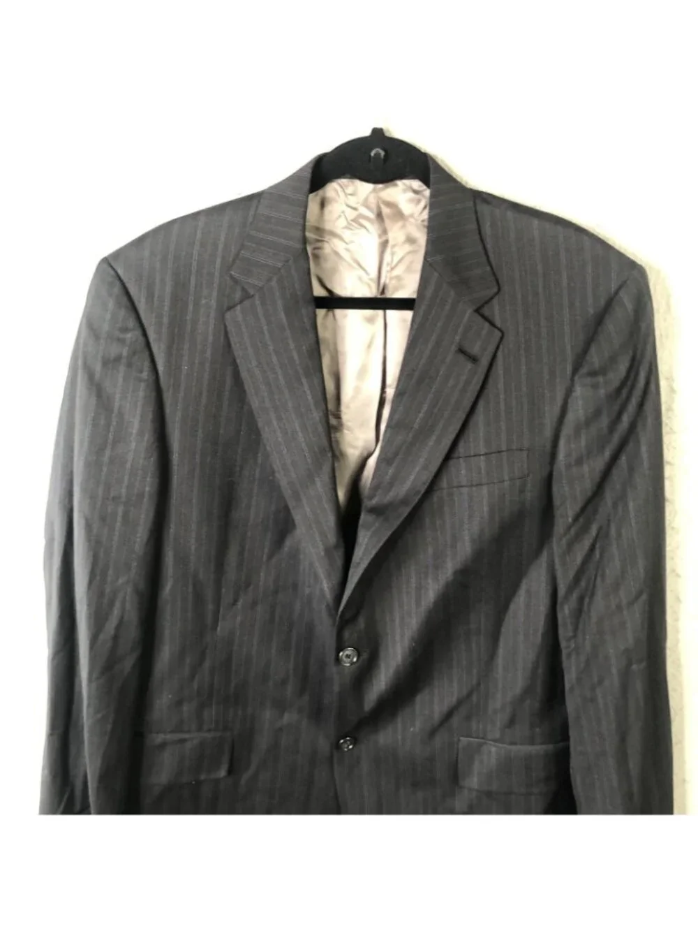 Hart Schaffner Marx Blazer Mens 44R Gray Pinstripe Wool Suit Jacket Dillard's